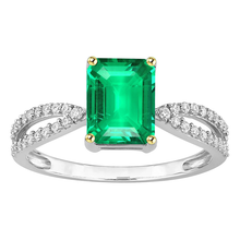 Afbeelding in Gallery-weergave laden, Smaragd Slijpvorm Colombiaanse Smaragd ring in Bicolor 14K Goud – hoofdaanzicht