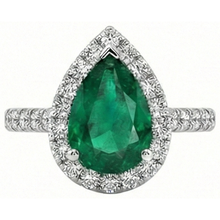 Afbeelding in Gallery-weergave laden, Groene Edelsteen Ring Groente smaragd Met Halo Diamant 3,75 Karaat Wit Goud 14K