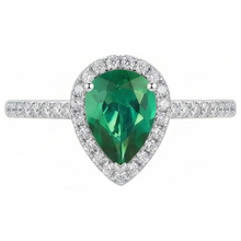 Afbeelding in Gallery-weergave laden, Natuurlijke, Echte (Niet Labgekweekt) Peervormige Groene Smaragd GIA Edelsteen Ring Witgoud 14K 5.35 Karaat