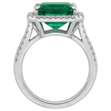 Afbeelding in Gallery-weergave laden, Groene Smaragd GIA Natuurlijke uit de a aarde gewonnen Diamanten Edelsteen Verlovingsring 10.50 Karaat WG 14K