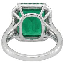 Afbeelding in Gallery-weergave laden, Groene Smaragd GIA Natuurlijke uit de a aarde gewonnen Diamanten Edelsteen Verlovingsring 10.50 Karaat WG 14K