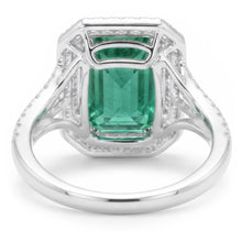 Afbeelding in Gallery-weergave laden, Groene smaragd en Natuurlijke echte diamanten ( niet in een laboratorium gekweekt ) 11,75 karaat jubileumring wit goud 14K