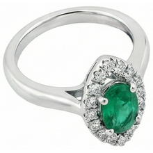 Afbeelding in Gallery-weergave laden, Groene smaragd en Natuurlijke echte diamant ( niet in het laboratorium gekweekt ) 3.75 karaat verlovingsring goud wit 14K