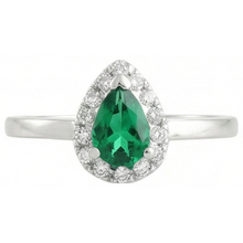 Afbeelding in Gallery-weergave laden, Groene smaragd en Natuurlijke echte diamanten ( niet in een laboratorium gekweekt ) 5 ct jubileumring 14K witgoud nieuw