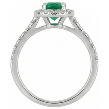 Afbeelding in Gallery-weergave laden, Groene smaragd en Natuurlijke echte diamanten ( niet in een laboratorium gekweekt ) 5,25 karaat trouwring 14K WG