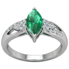 Afbeelding in Gallery-weergave laden, Groene smaragd met Natuurlijke echte diamanten ( niet in een laboratorium gekweekt ) 2.75 ct. Verlovingsring Witgoud 14K