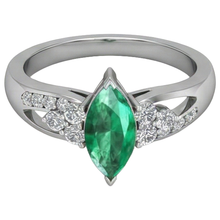 Afbeelding in Gallery-weergave laden, Groene smaragd met Natuurlijke echte diamanten ( niet in een laboratorium gekweekt ) 2.75 ct. Verlovingsring Witgoud 14K