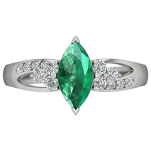 Afbeelding in Gallery-weergave laden, Groene smaragd met Natuurlijke echte diamanten ( niet in een laboratorium gekweekt ) 2.75 ct. Verlovingsring Witgoud 14K