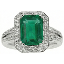 Afbeelding in Gallery-weergave laden, Groene Smaragd GIA met Natuurlijke uit de aarde gewonnen Diamant Trouwring Witgoud 14K 8 Karaat