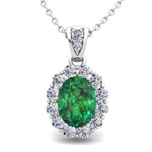 Afbeelding in Gallery-weergave laden, Groente Smaragd met diamanten edelsteen hanger ketting 7.85 karaat WG 14K