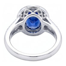 Afbeelding in Gallery-weergave laden, Grote Ceylon Saffier Met Diamanten 4.75 Ct Ring Wit Goud 14K