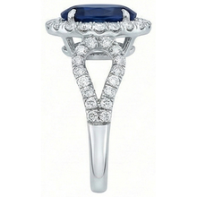 Afbeelding in Gallery-weergave laden, Grote Ceylon Saffier Met Diamanten Trouwring 5 Karaat Wit Goud 14K