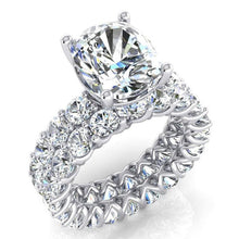 Afbeelding in Gallery-weergave laden, Grote Kussen Echt Diamanten Verlovingsring Set 12,50 Karaat