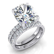 Afbeelding in Gallery-weergave laden, Grote Ovale 7 Karaats Echt Diamant Ring En Band Set