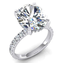 Afbeelding in Gallery-weergave laden, Grote Ovale 7 Karaats Echt Diamant Ring En Band Set