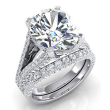 Afbeelding in Gallery-weergave laden, Grote Ovale Echt Diamant Trouw Ring En Band Set