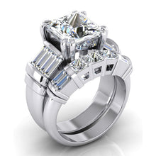 Afbeelding in Gallery-weergave laden, Grote diamanten ring 4,50 ct. Diamanten drie stenen gouden verlovingsring