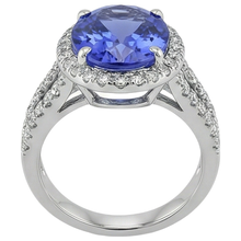 Afbeelding in Gallery-weergave laden, Grote ovale tanzaniet met kleine ronde Natuurlijke echte diamanten ( niet in een laboratorium gekweekt ) 6.70 ct ring goud 14k