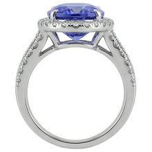Afbeelding in Gallery-weergave laden, Grote ovale tanzaniet met kleine ronde Natuurlijke echte diamanten ( niet in een laboratorium gekweekt ) 6.70 ct ring goud 14k