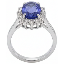 Afbeelding in Gallery-weergave laden, Grote ovale tanzaniet steen fancy ring 1.95 karaat Natuurlijke echte diamanten ( niet in een laboratorium gekweekt ) sieraden goud