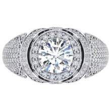 Afbeelding in Gallery-weergave laden, Grote Ronde Diamanten Herenring met Accenten 5.50 Karaat Witgoud 10K