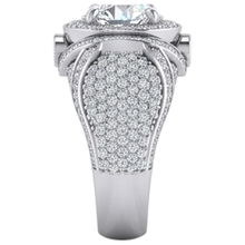 Afbeelding in Gallery-weergave laden, Grote Ronde Diamanten Herenring met Accenten 5.50 Karaat Witgoud 10K