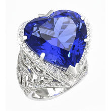 Afbeelding in Gallery-weergave laden, IGI GECERTIFICEERDE Grote Hartgeslepen Blauwe Saffier Ring