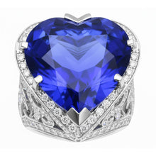 Afbeelding in Gallery-weergave laden, IGI GECERTIFICEERDE Grote Hartgeslepen Blauwe Saffier Ring