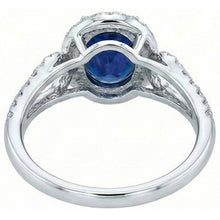 Afbeelding in Gallery-weergave laden, Grote Ceylon Saffier Met Diamanten Trouwring 5 Karaat Wit Goud 14K