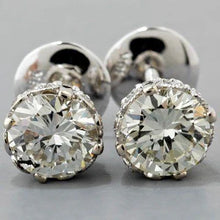 Afbeelding in Gallery-weergave laden, Grote Prachtige Ronde Solitaire Echt Diamant Stud Earring Wit Goud 4 Karaat