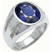 Afbeelding in Gallery-weergave laden, Gypsy Edelsteen Vintage Stijl Oval Blue Sapphire Mens Diamond Ring