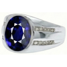 Afbeelding in Gallery-weergave laden, Gypsy Edelsteen Vintage Stijl Oval Blue Sapphire Mens Diamond Ring