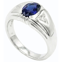 Afbeelding in Gallery-weergave laden, Gypsy Jubileumring Ovaal Ceylon Saffier Vintage Style 1.25 Karaat
