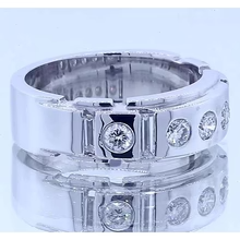 Afbeelding in Gallery-weergave laden, Gypsy Round & Baguettes Echt Diamond Jubileumband Satijnen Afwerking