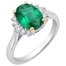 Afbeelding in Gallery-weergave laden, Smaragd Edelsteen Ring 2,50-karaat Bicolor 14K Goud – hoekaanzicht