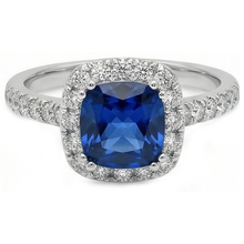 Afbeelding in Gallery-weergave laden, echte round saffier 3.90karaat ring close-up detail