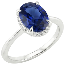 Afbeelding in Gallery-weergave laden, Halo Ceylon Sapphire Ring Ovaal Geslepen 3.50 Karaat Prong Setting
