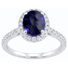 Afbeelding in Gallery-weergave laden, echte round saffier 3.50karaat ring bovenaanzicht