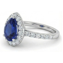 Afbeelding in Gallery-weergave laden, Halo Diamant Sri Lanka blauwe saffier ring 2,75 karaat