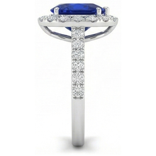 Afbeelding in Gallery-weergave laden, Halo Diamant Sri Lanka blauwe saffier ring 2,75 karaat