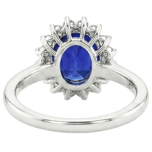 Afbeelding in Gallery-weergave laden, Halo Diamanten Ring Bloem Stijl Ceylon Sapphire 4 Karaat