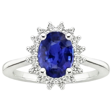Afbeelding in Gallery-weergave laden, Halo Diamanten Ring Bloem Stijl Ceylon Sapphire 4 Karaat