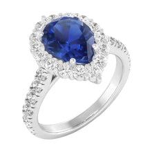 Afbeelding in Gallery-weergave laden, Natuurlijke Echte (Niet Labgekweekt) Halo Edelsteen Ring Peer Blauwe Saffier Goud Dames Sieraden 8 Karaat