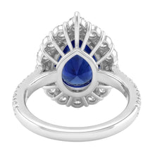 Afbeelding in Gallery-weergave laden, Natuurlijke Echte (Niet Labgekweekt) Halo Edelsteen Ring Peer Blauwe Saffier Goud Dames Sieraden 8 Karaat