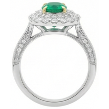Afbeelding in Gallery-weergave laden, Ovaal Geslepen Smaragd ring in Bicolor 14K Goud – achteraanzicht