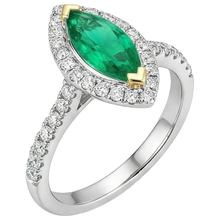 Afbeelding in Gallery-weergave laden, Colombiaanse Smaragd Edelsteen Ring 2 karaat 14 Karaat Tweekleurig Goud – hoekaanzicht