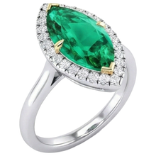 Afbeelding in Gallery-weergave laden, Gekleurde Steen Ring Bicolor 14K Goud met Colombiaanse Smaragd – hoekaanzicht