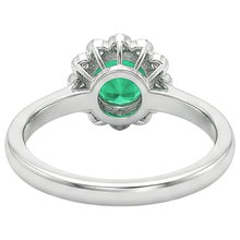 Afbeelding in Gallery-weergave laden, Rond Briljant Colombiaanse Smaragd ring in Bicolor 14K Goud – achteraanzicht