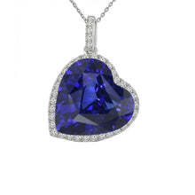 Afbeelding in Gallery-weergave laden, Halo Hart Donkerblauwe Saffier & Ronde IGI GECERTIFICEERDE Diamanten Hanger 9 Karaat