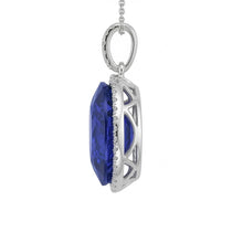 Afbeelding in Gallery-weergave laden, Halo Hart Donkerblauwe Saffier & Ronde IGI GECERTIFICEERDE Diamanten Hanger 9 Karaat